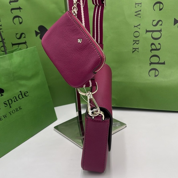 KATE SPADE Rosie Pebble Leather Small Flap Crossbody 
Dark Raspberry 
NWT - Picture 6 of 16